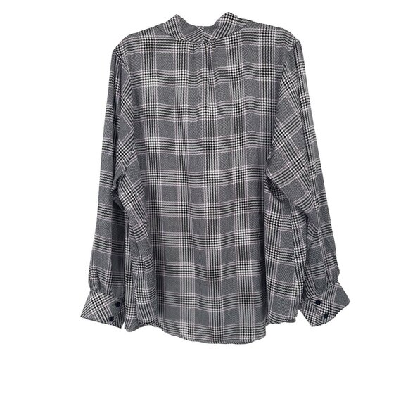Torrid Size 3x womens Houndstooth Tie-Neck Blouse satin glen plaid career - Picture 4 of 7
